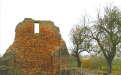 Ruine der Klinger Kirche in Sachsenhausen im November