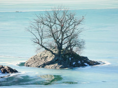 Waldecker Steine im Eis des Edersees